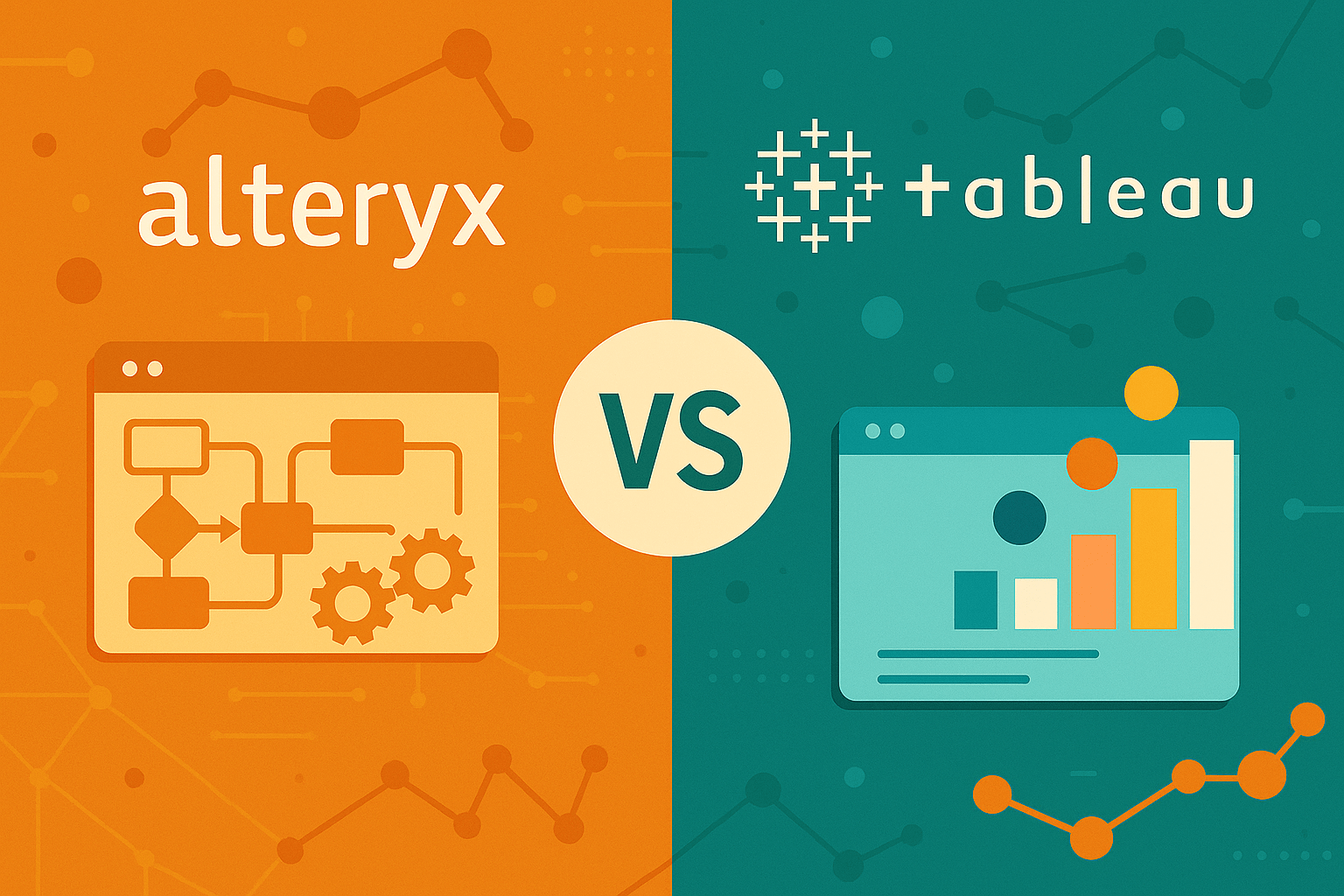 Denodo vs Alteryx featured image comparing data virtualization with advanced data preparation and analytics tools on a clean, tech-themed background.
