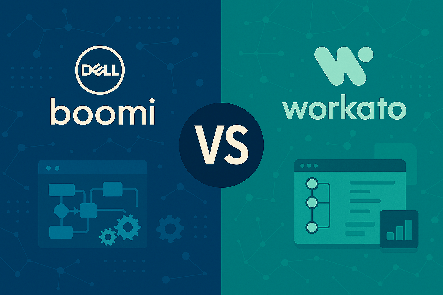 Dell Boomi vs Workato featured image comparing low-code integration platforms with automation and enterprise workflow orchestration tools.