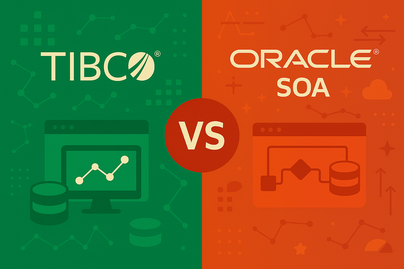 TIBCO vs Oracle SOA Suite image comparing enterprise integration platforms with service-oriented architecture solutions for large-scale deployments.
